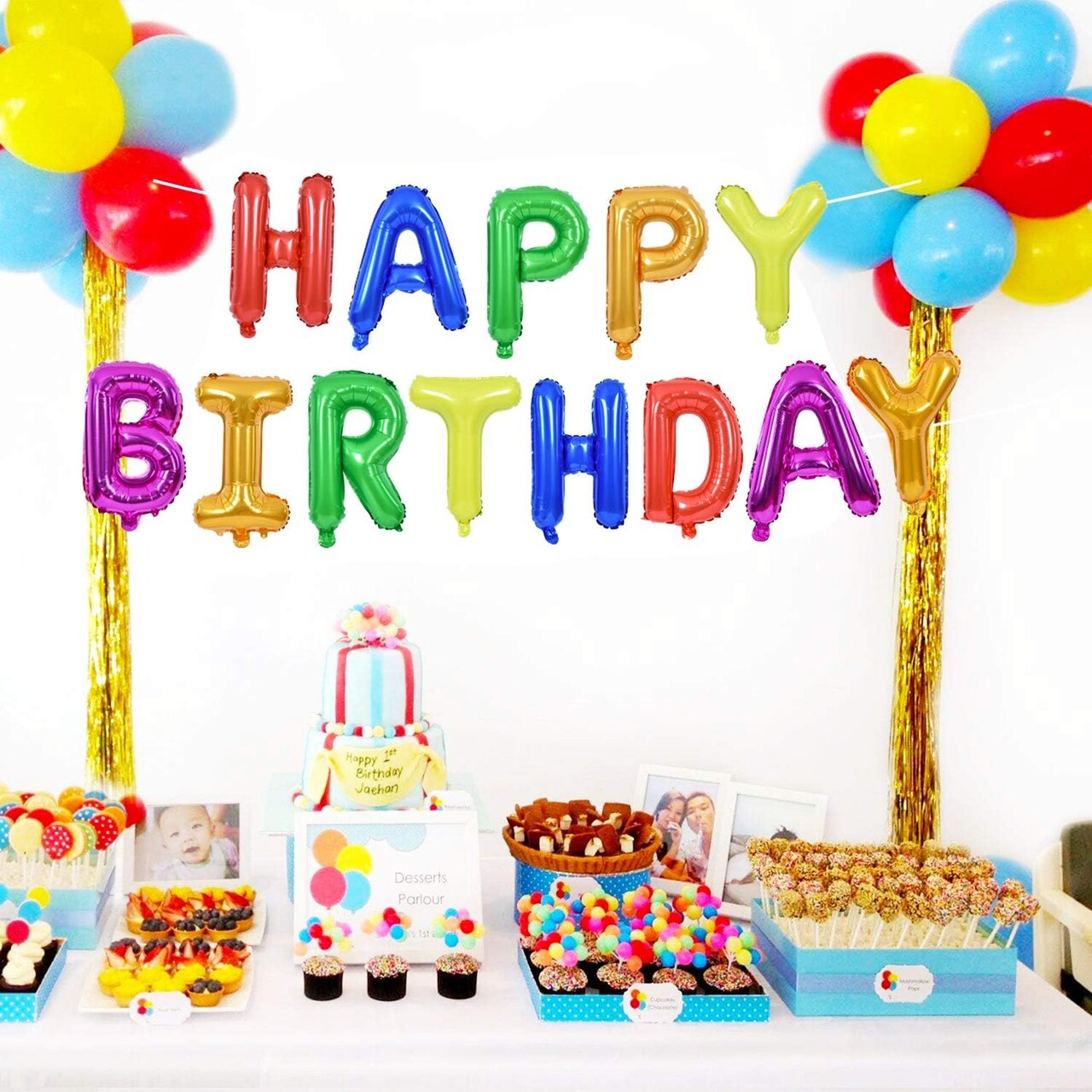 Colorful Celebrations: 16-Inch Mylar Foil Happy Birthday Balloons Banner - Eco-Friendly Decor for All Ages!
